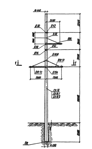 Анкерно-угловая специальная бетонная опора УСБ 110-17, серия 3.407-131, выпуск 1