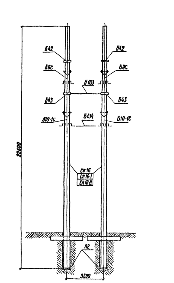 Анкерно-угловая специальная бетонная опора УСБ 110-17, серия 3.407-131, выпуск 1