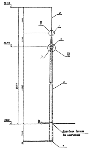Молниеотвод железобетонный МЖ-30.6, серия 3.407.9-172 выпуск 1 (инв. №13255тм-Т1).