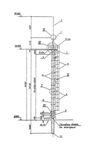 Прожекторная мачта железобетонная ПМЖ-16.6А, серия 3.407.9-172 выпуск 1 (инв. №13255тм-Т1).